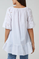 Gypsy Broderie Anglaise Flounce Hem Blouse TOPMF2 WearAll