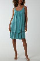 Double Layer Cami Strap Dress DMF2 WearAll Sage One Size