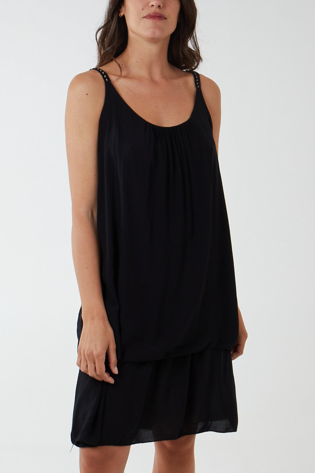 Double Layer Cami Strap Dress DMF2 WearAll Black One Size