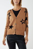 Star Fine Knit Button Cardigan CMF1 WearAll Camel One Size