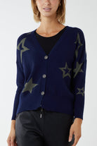 Star Fine Knit Button Cardigan CMF1 WearAll Navy One Size