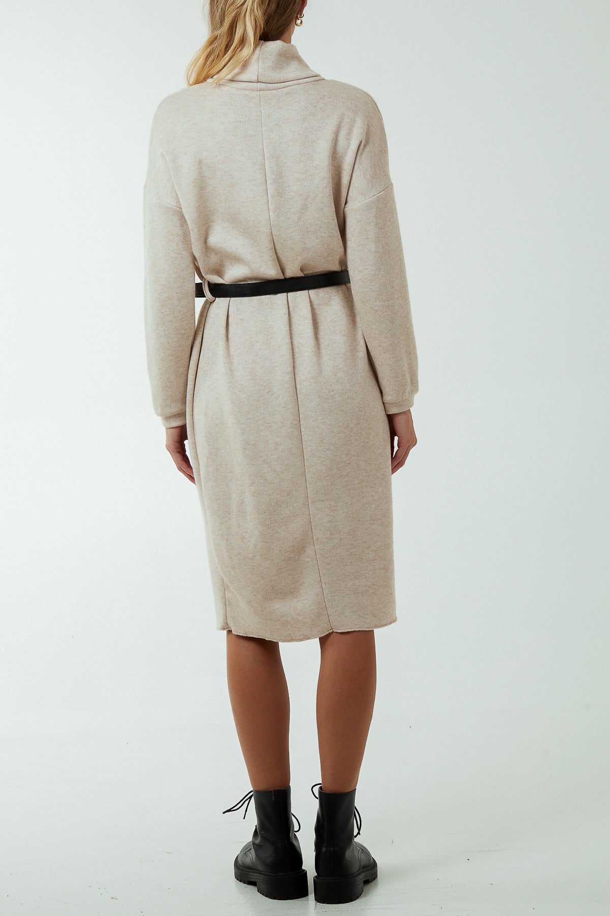 Roll Neck Belted Knitted Midi Dress DMF2 WearAll