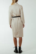 Roll Neck Belted Knitted Midi Dress DMF2 WearAll