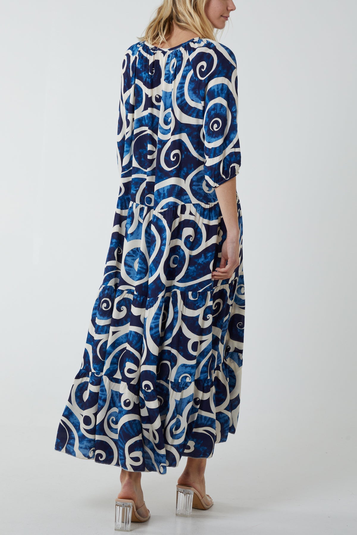 Swirl Tie Dye Tiered Maxi Dress Dresses WearAll