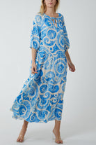 Swirl Tie Dye Tiered Maxi Dress Dresses WearAll Sky Blue One Size