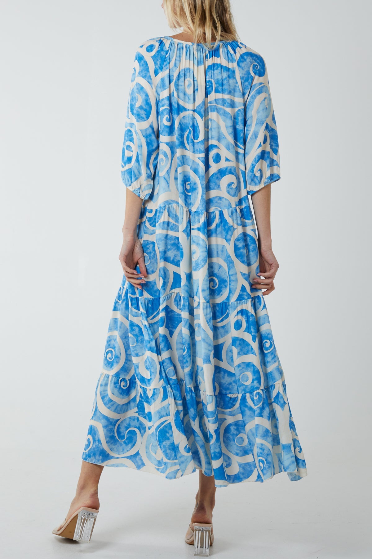 Swirl Tie Dye Tiered Maxi Dress Dresses WearAll