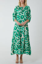 Swirl Tie Dye Tiered Maxi Dress Dresses WearAll Jade One Size