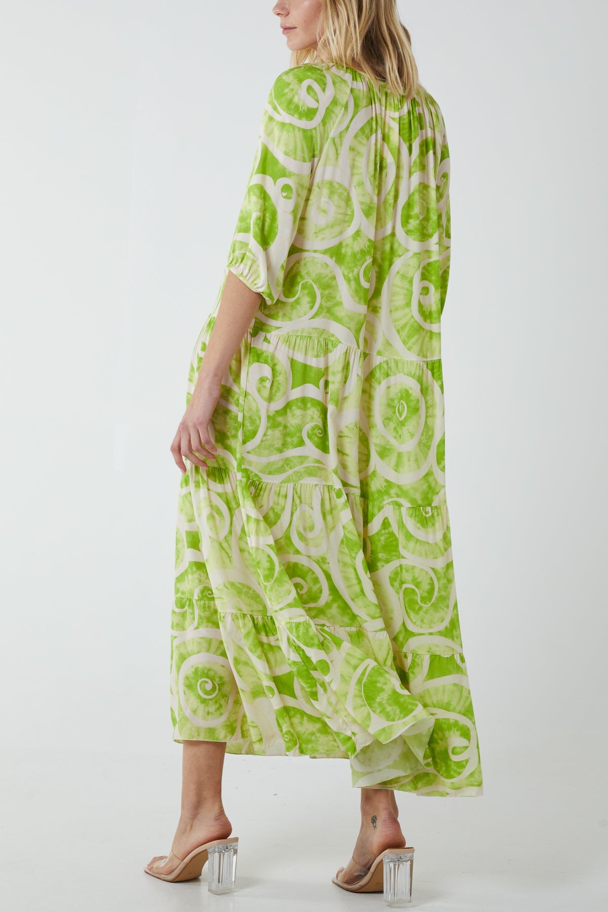 Swirl Tie Dye Tiered Maxi Dress Dresses WearAll