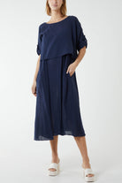 Cami Dress with Crop T Shirt Overlay Co-Ords WearAll Navy One Size