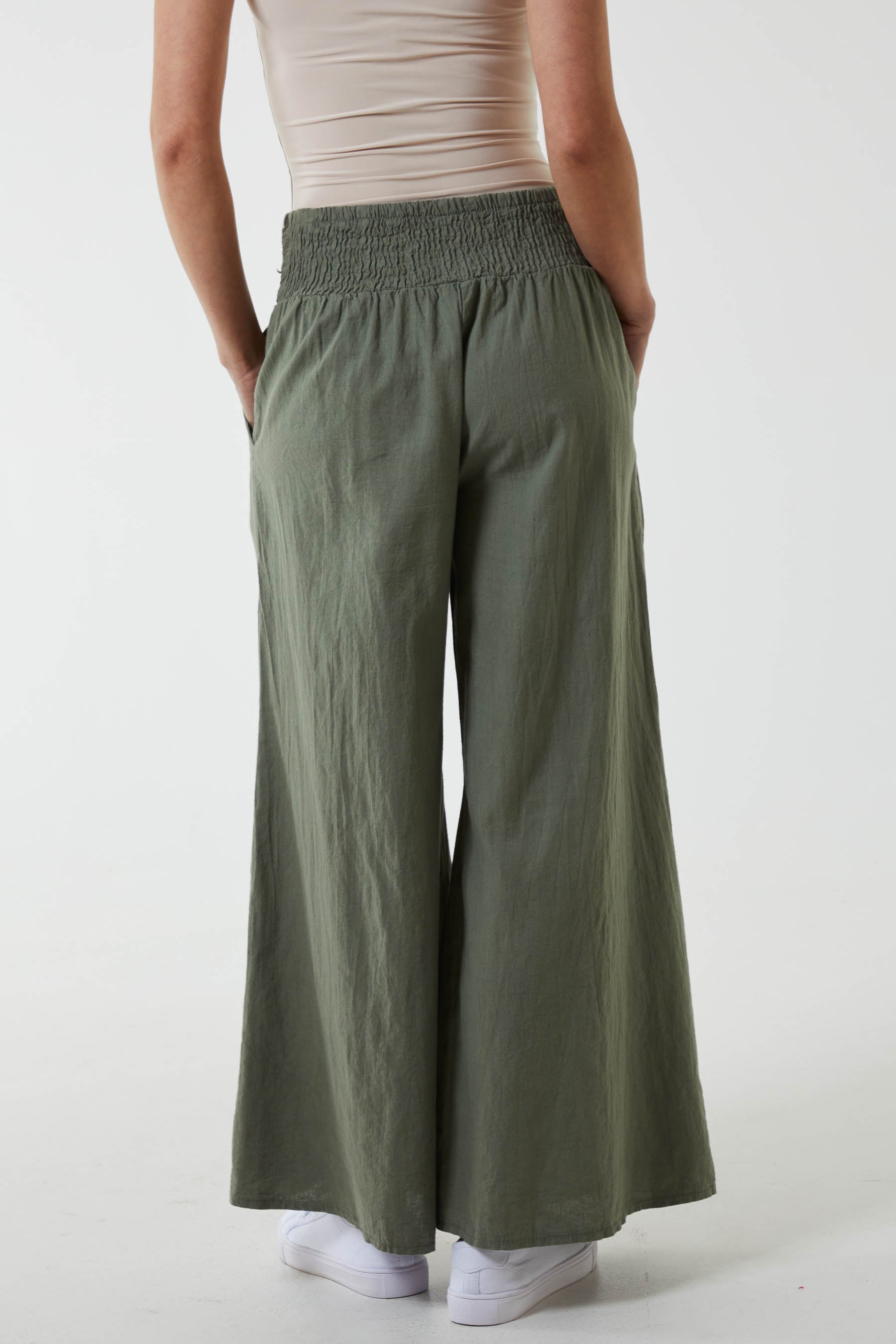 Linen Shirred Wide Leg Culottes Culottes WearAll