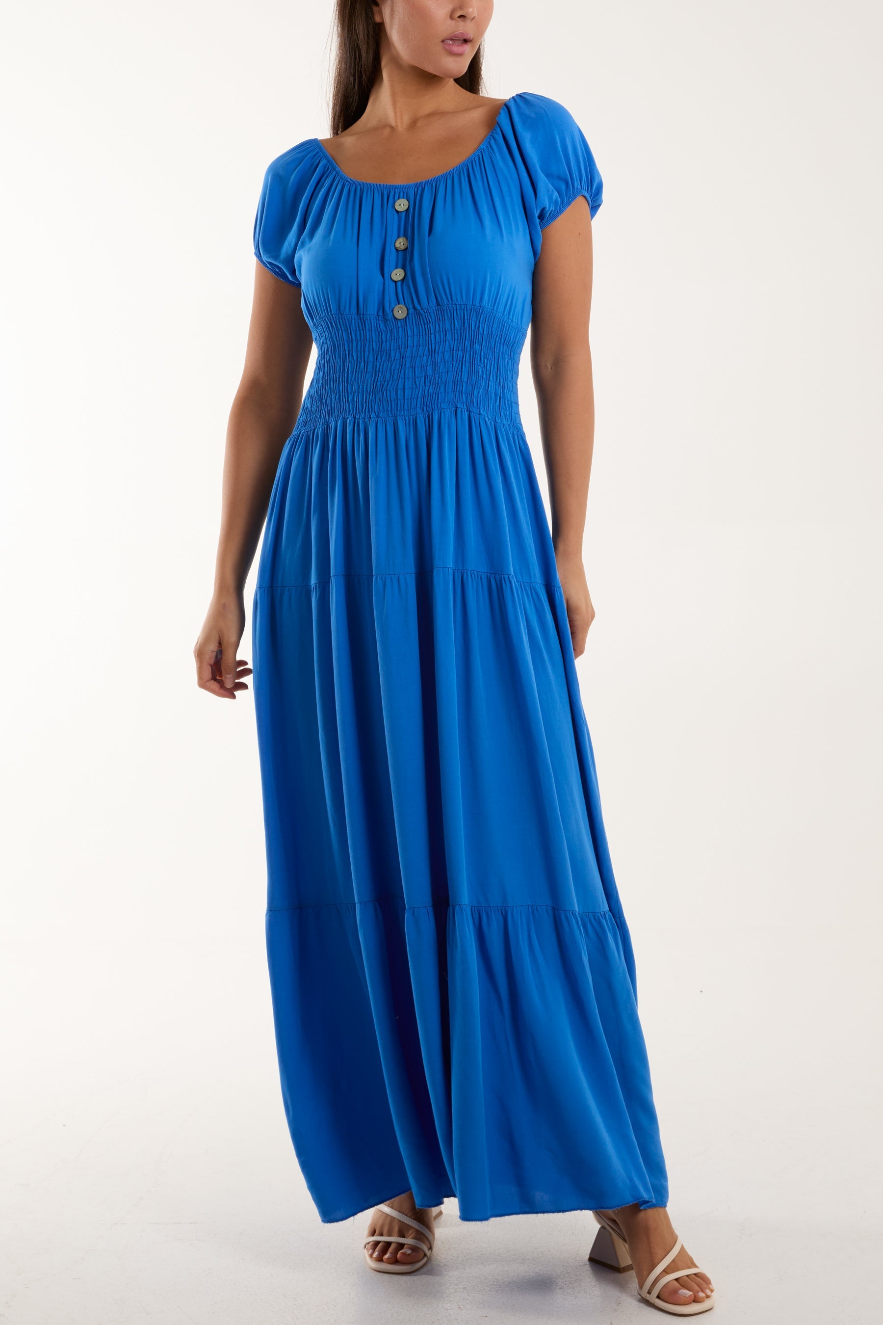 Gypsy Scoop Neck Button Maxi Dress Dresses WearAll