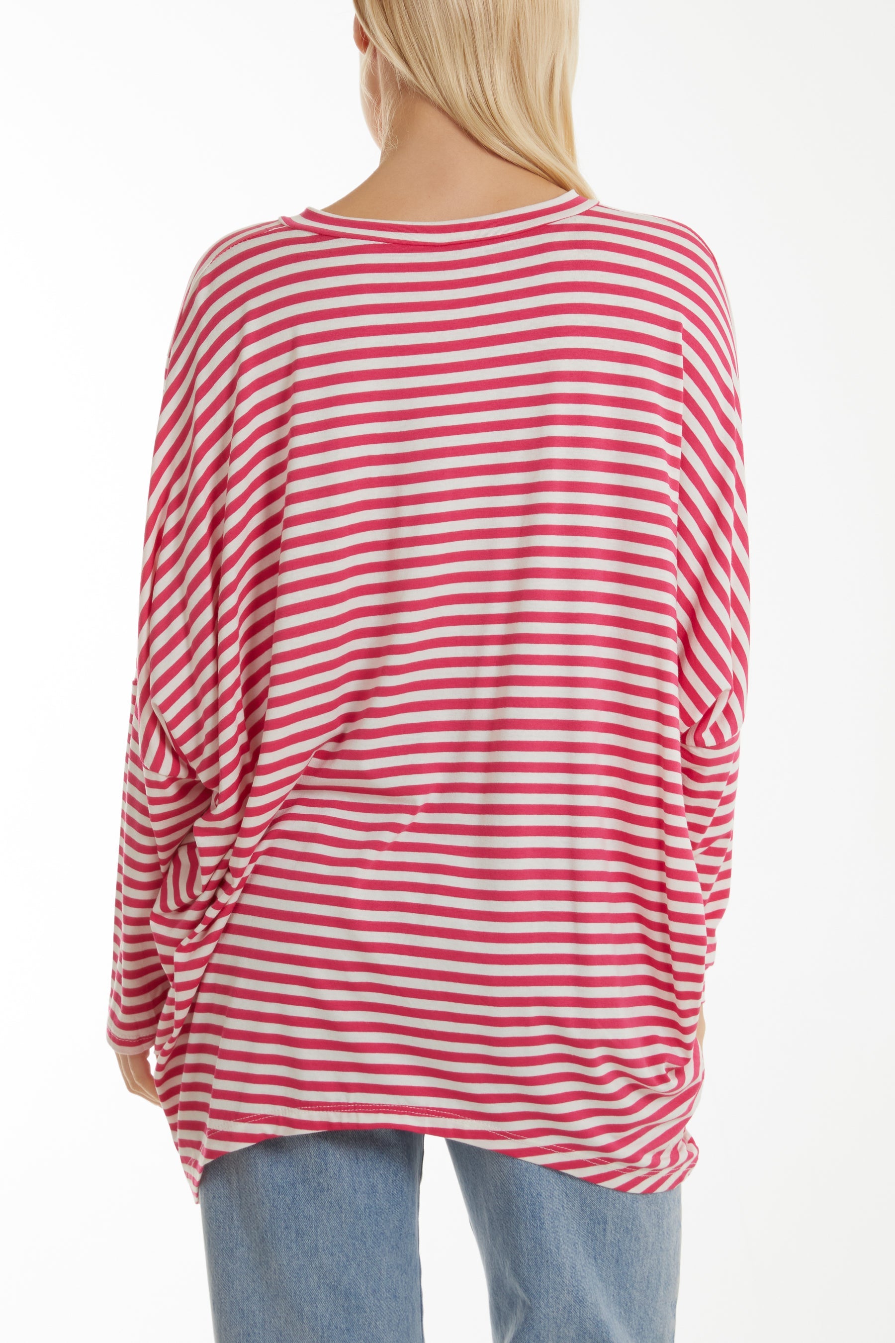 Batwing Asymmetric Hem Striped Top Tops WearAll