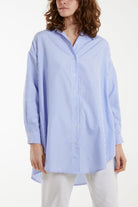 Oversized Pinstripe Shirt Shirts WearAll Light Blue One Size