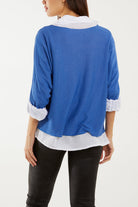 Double Layer Fine Knit and Cotton Shirt Jumpers WearAll