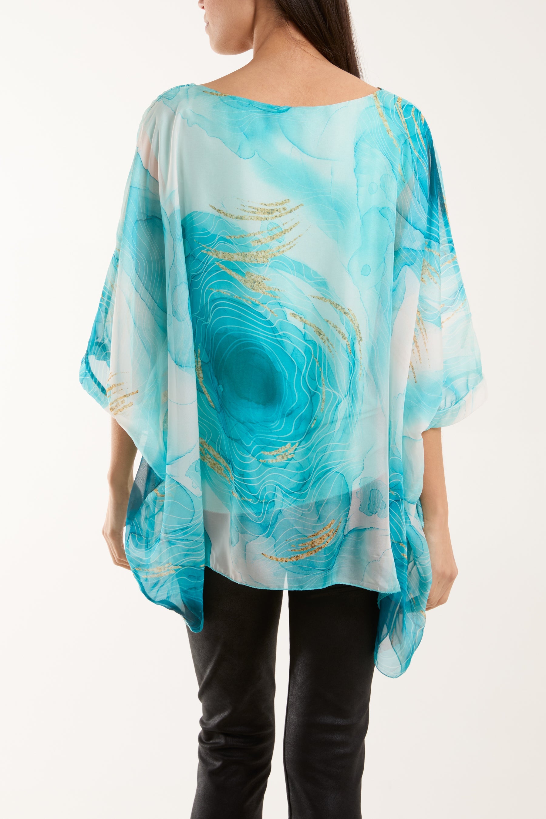 Marble Print Sheer Blouse Blouses WearAll