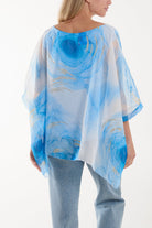 Marble Print Sheer Blouse Blouses WearAll