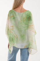 Marble Print Sheer Blouse Blouses WearAll