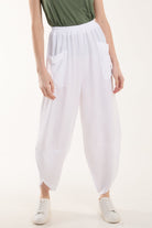 Linen Blend Two Pocket Harem Trousers Trousers WearAll White One Size