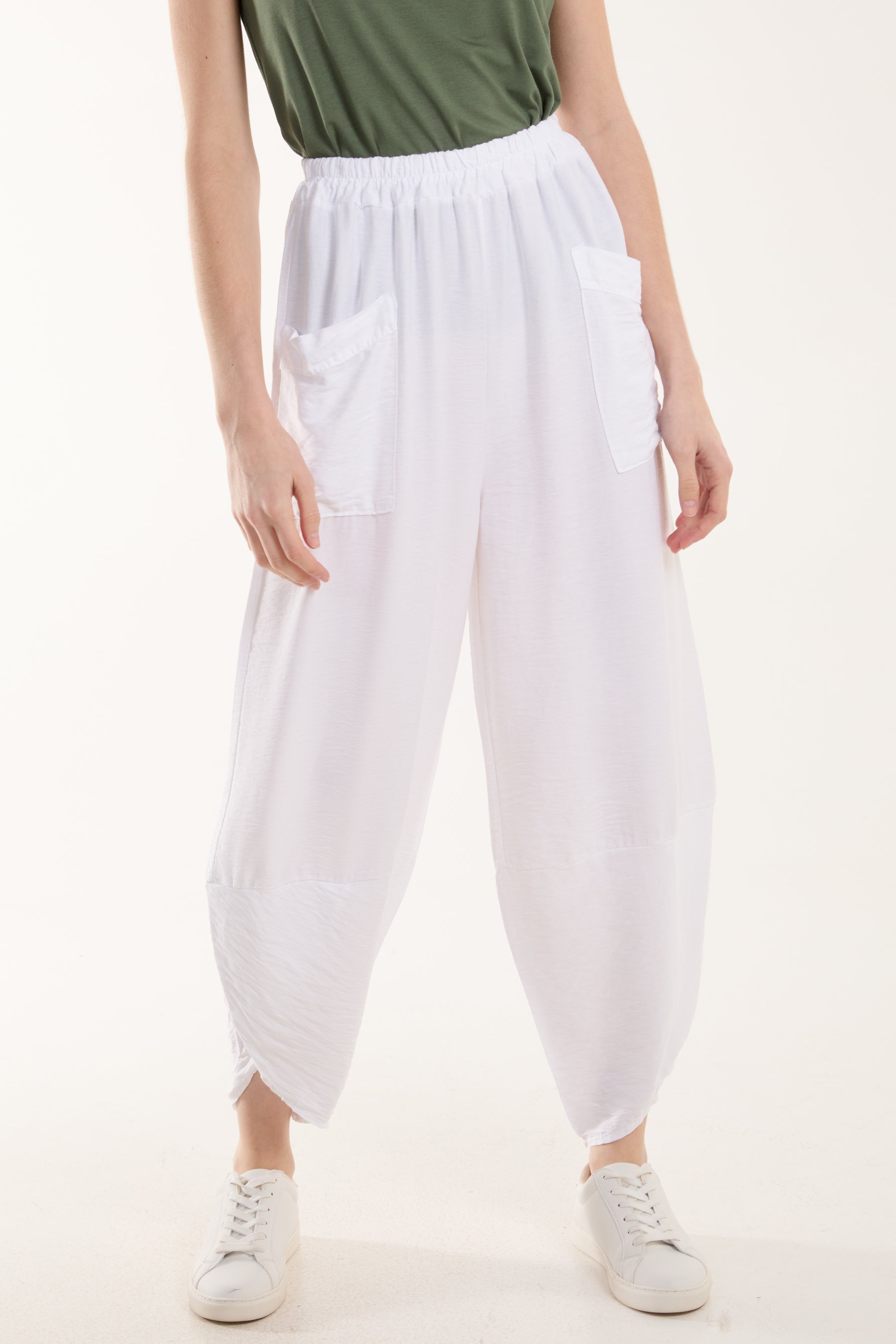 Linen Blend Two Pocket Harem Trousers Trousers WearAll White One Size