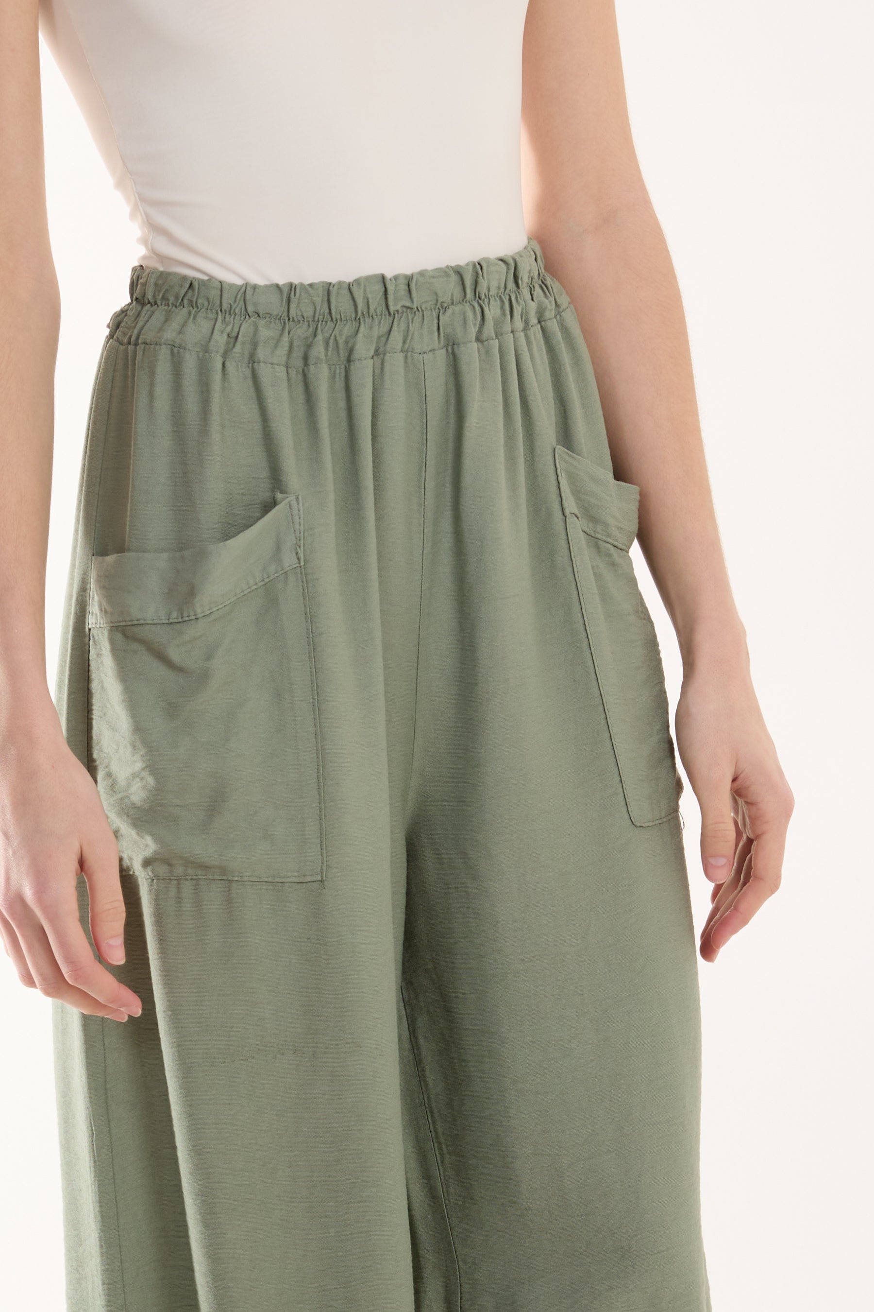 Linen Blend Two Pocket Harem Trousers Trousers WearAll