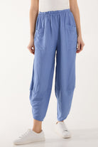 Linen Blend Two Pocket Harem Trousers Trousers WearAll Denim One Size