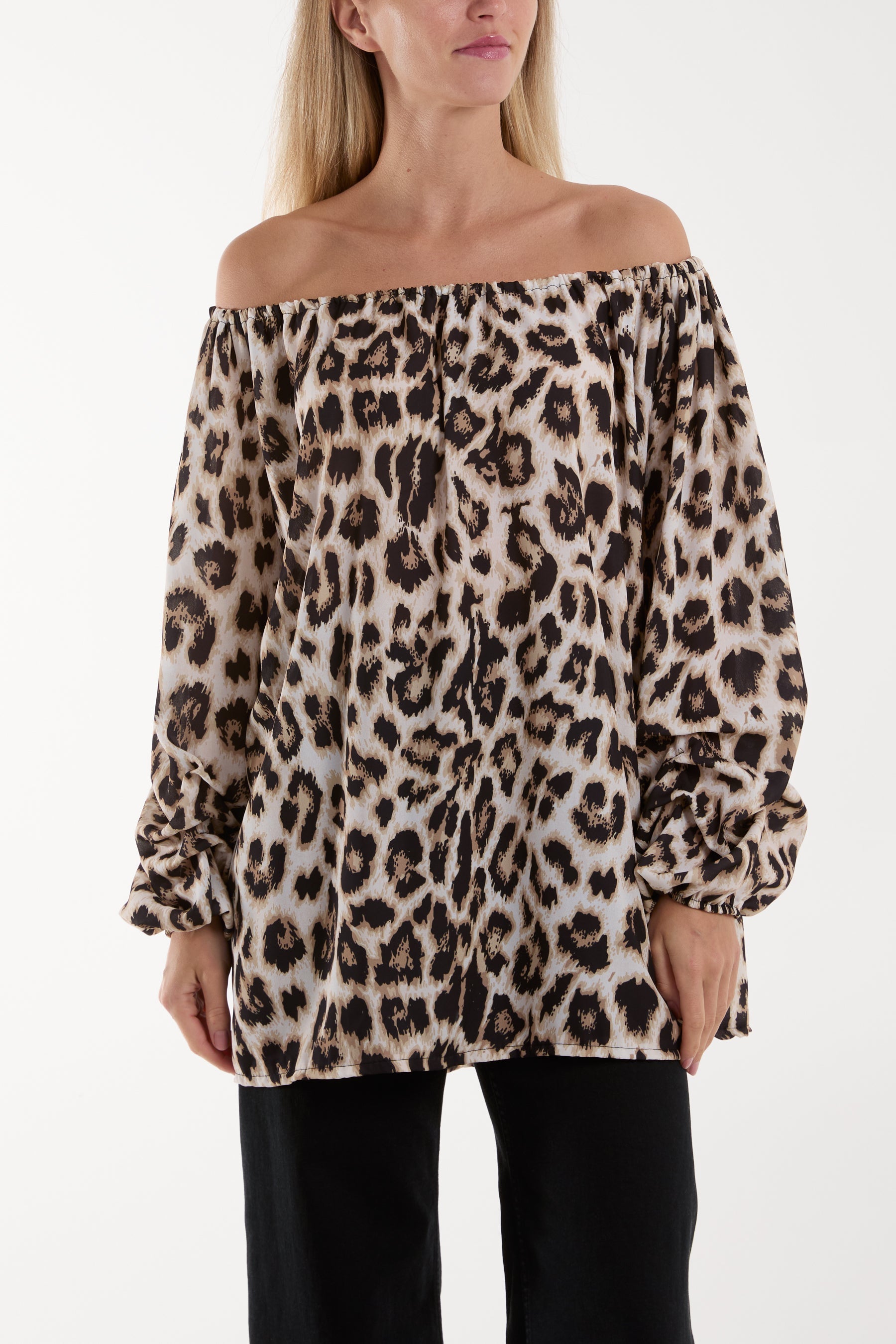 Bardot Leopard Print Blouse Blouses WearAll Camel One Size