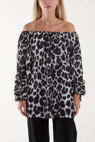 Bardot Leopard Print Blouse Blouses WearAll Black One Size