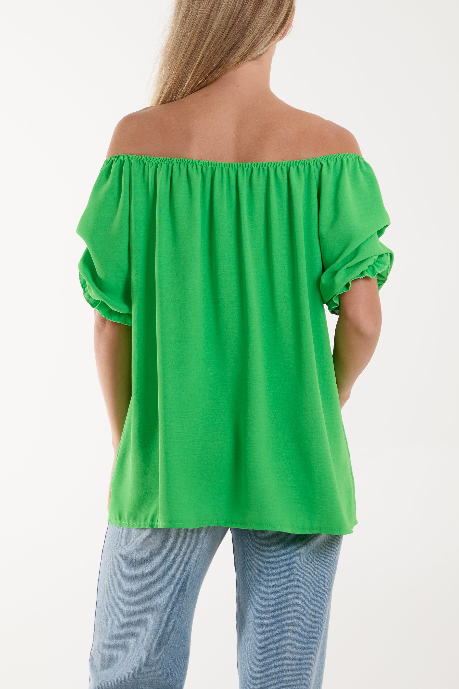 Puff Sleeve Smock Bardot Top Blouses WearAll