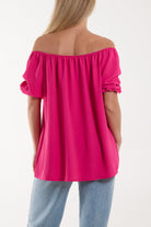 Puff Sleeve Smock Bardot Top Blouses WearAll