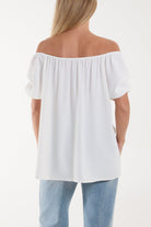 Puff Sleeve Smock Bardot Top Blouses WearAll