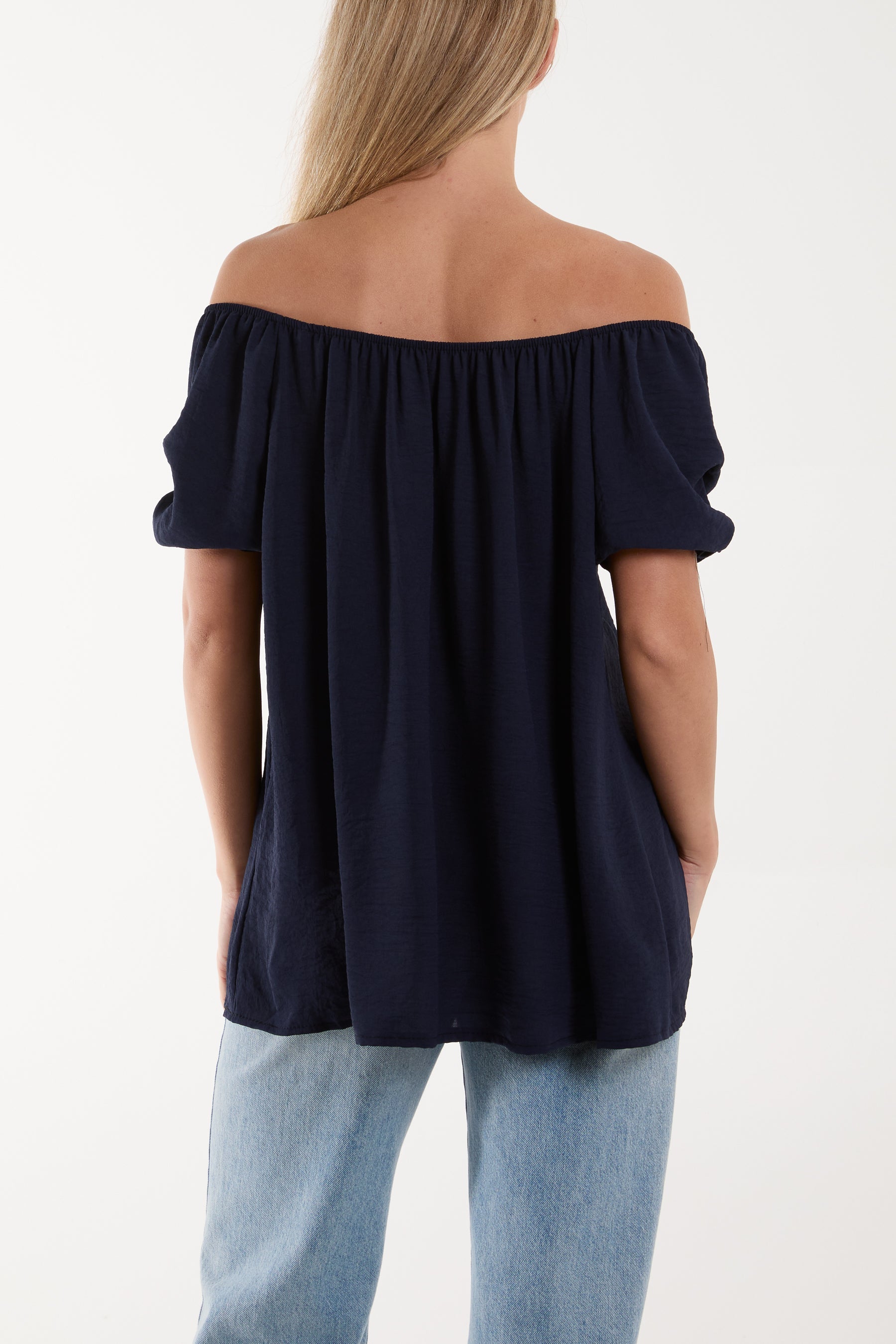 Puff Sleeve Smock Bardot Top Blouses WearAll