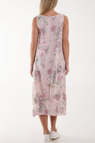 Flower Bouquet Sleeveless Linen Dress Dresses WearAll