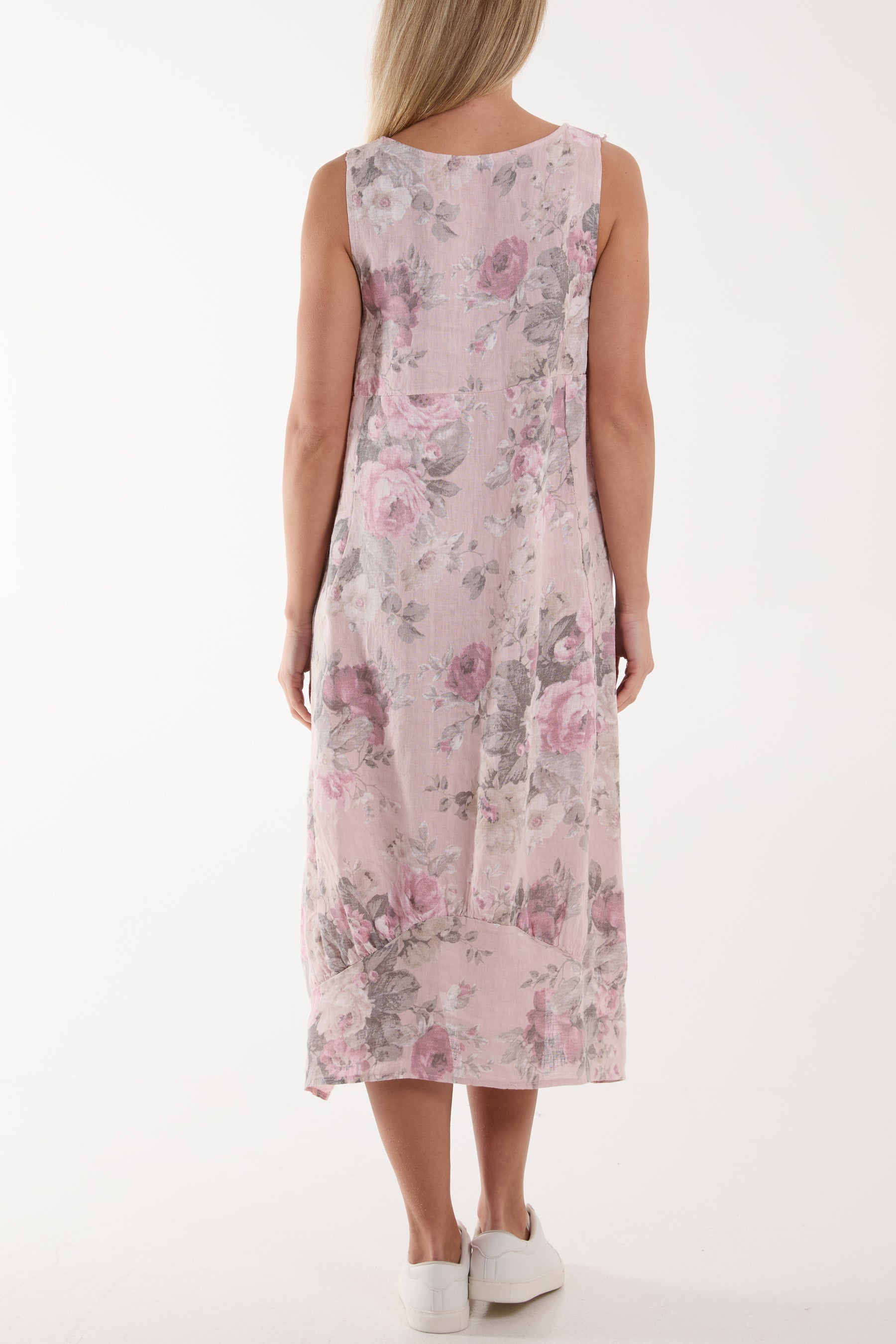 Flower Bouquet Sleeveless Linen Dress Dresses WearAll