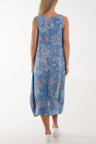 Flower Bouquet Sleeveless Linen Dress Dresses WearAll