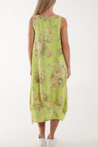 Flower Bouquet Sleeveless Linen Dress Dresses WearAll