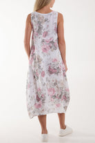 Flower Bouquet Sleeveless Linen Dress Dresses WearAll