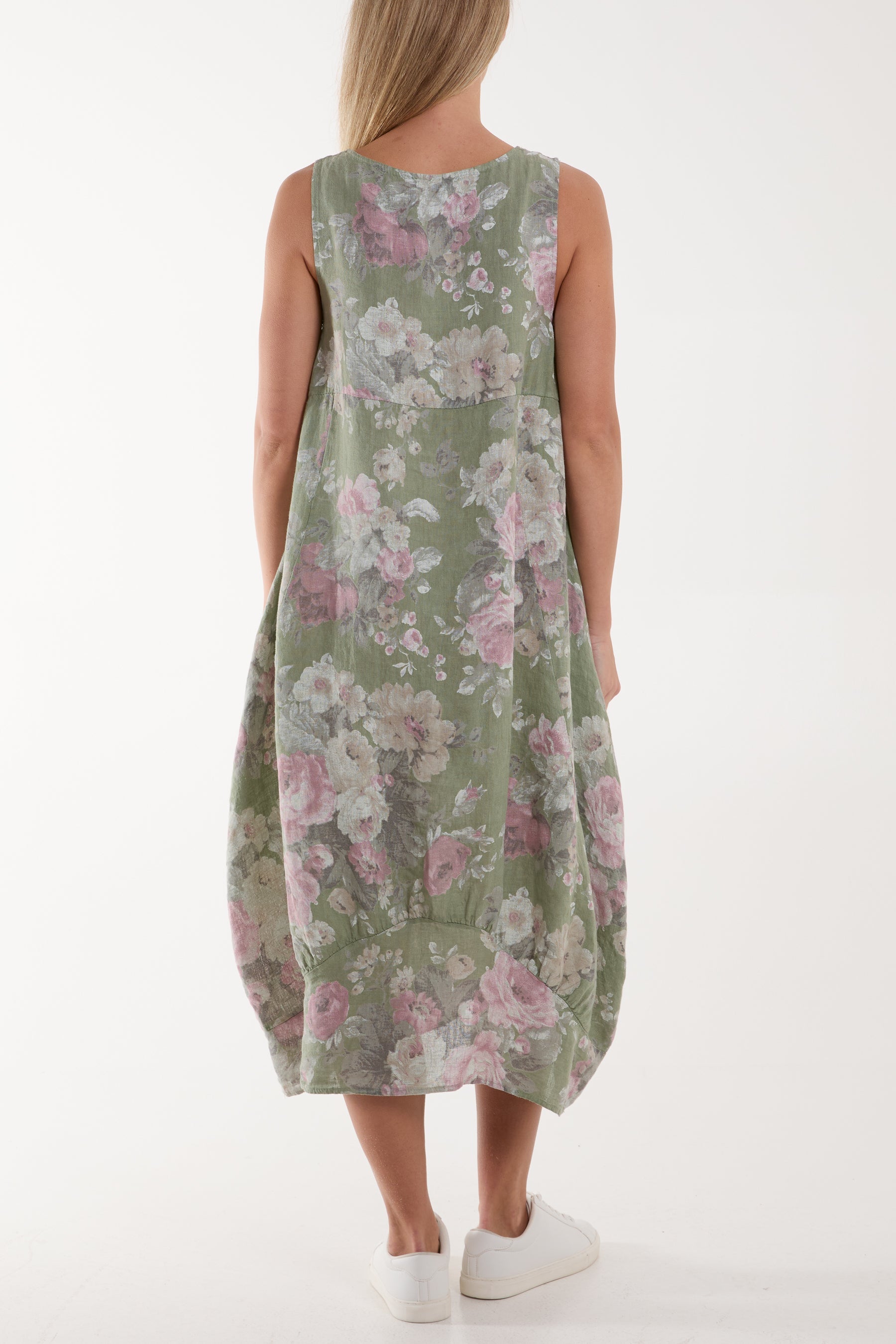 Flower Bouquet Sleeveless Linen Dress Dresses WearAll