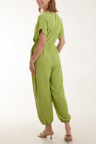 V-Neck Tied Waist Long Jumpsuit Jumpsuits WearAll