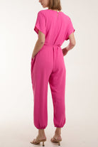 V-Neck Tied Waist Long Jumpsuit Jumpsuits WearAll