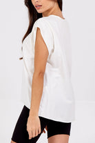 Cap Sleeve High Low Rolled Edge Top TOPMF2 WearAll