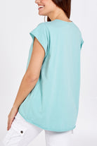 Cap Sleeve High Low Rolled Edge Top TOPMF2 WearAll