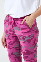 Magic Super Stretch Camouflage Print Trousers TRS1 WearAll Fuchsia One Size