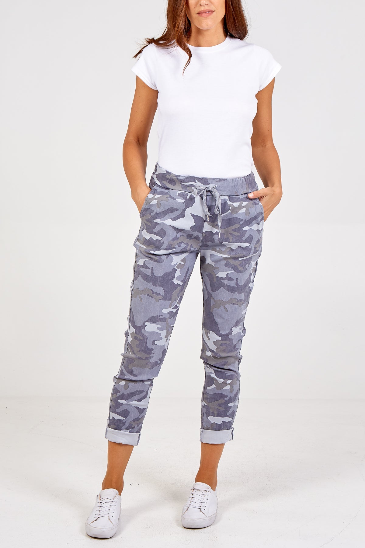 Magic Super Stretch Camouflage Print Trousers TRS1 WearAll Grey One Size