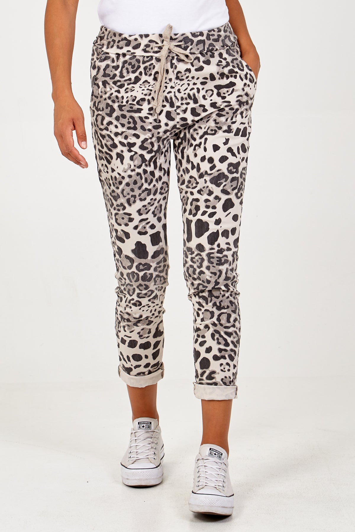 Magic Super Stretch Leopard Print Trousers LEG2 WearAll Beige One Size