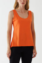 Double Layer Scoop Neck Plain Vest TOPMF2 WearAll Orange One Size