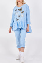 Butterfly Frill Hem Lounge Set TW1 WearAll Sky Blue One Size