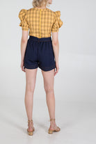 Paperbag Waist Contrast Stitch Short Shorts WearAll