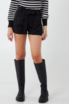 Paperbag Tied Waist Shorts Shorts WearAll Black Large