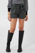 Paperbag Tied Waist Shorts Shorts WearAll Khaki Large