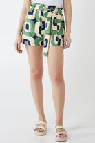 Abstract Belted Shorts Shorts WearAll Green Large